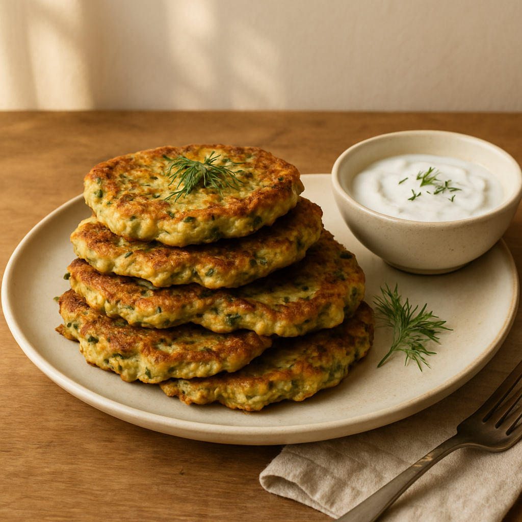 Zucchini-Puffer mit Joghurtsoße