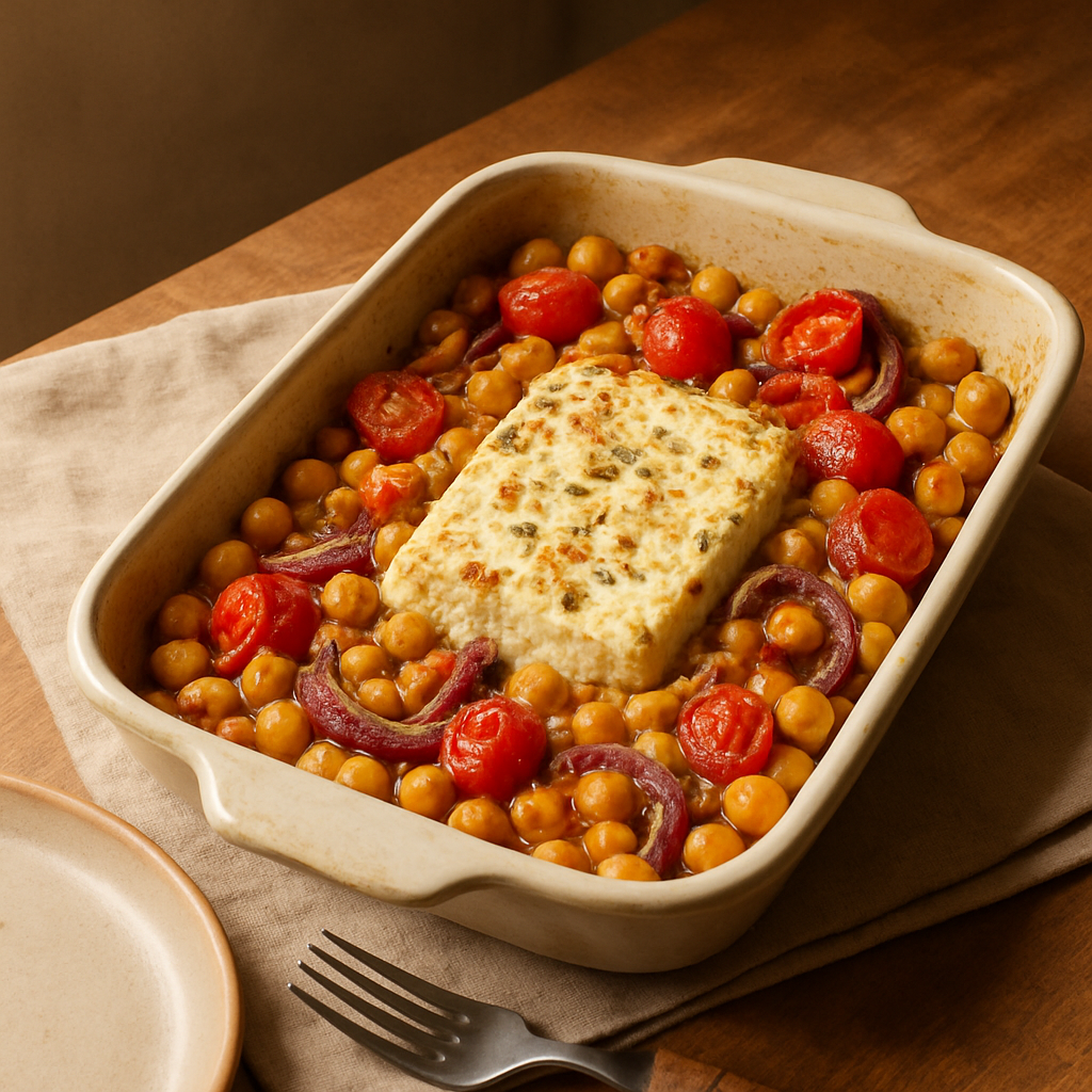 Fırında Feta Peyniri ve Nohut