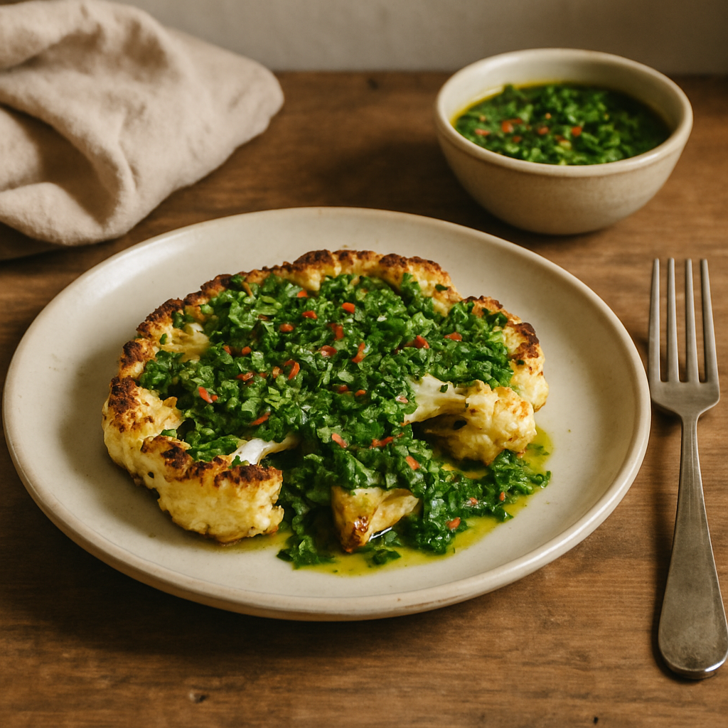 Geröstetes Blumenkohlsteak mit Chimichurri
