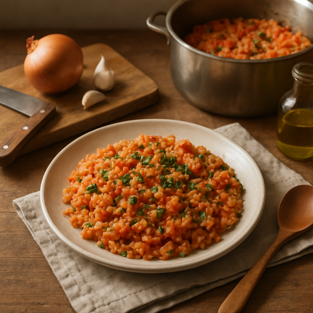 Yunan Usulü Domatesli Pirinç Pilavı