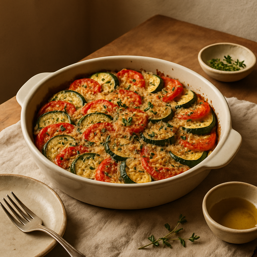 Gebackener Zucchini-Tomaten-Gratin