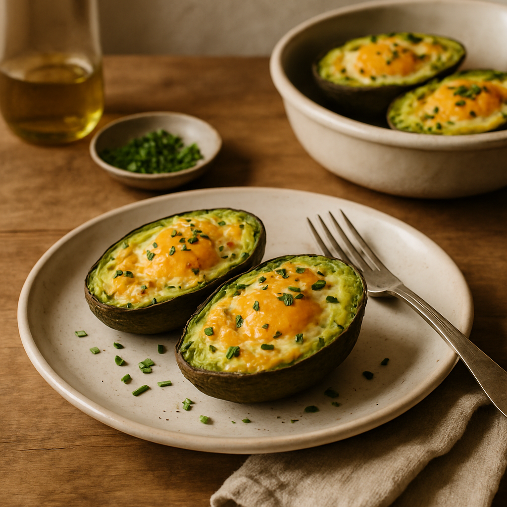 Avocado mit Ei aus dem Ofen