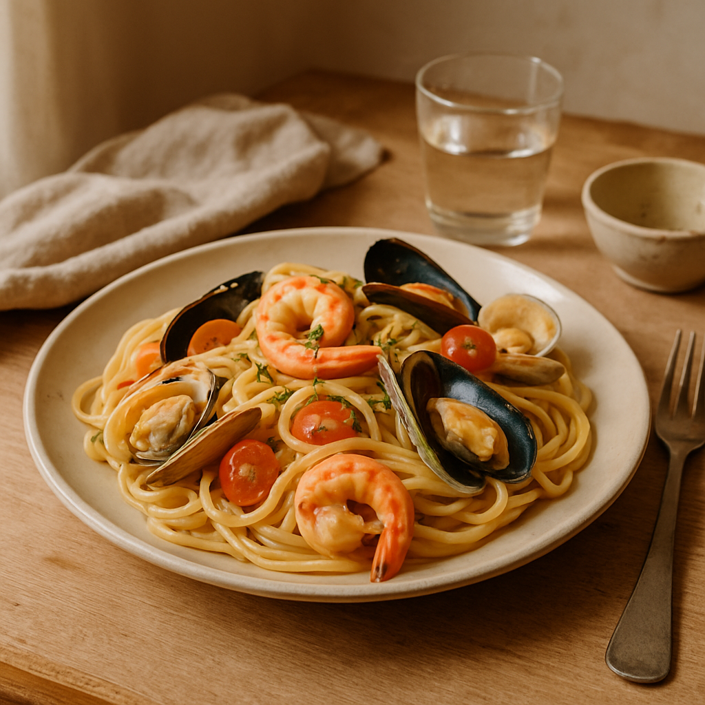 Meeresfrüchte-Linguine mit Weißweinsauce