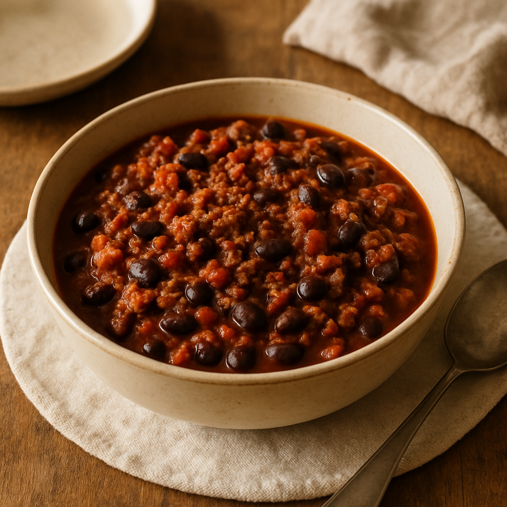 Chili mit Rindfleisch und schwarzen Bohnen