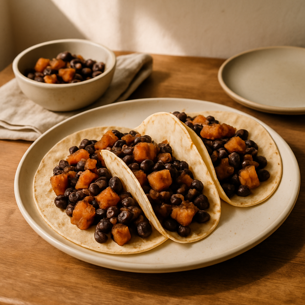 Süßkartoffel- und Schwarze-Bohnen-Tacos