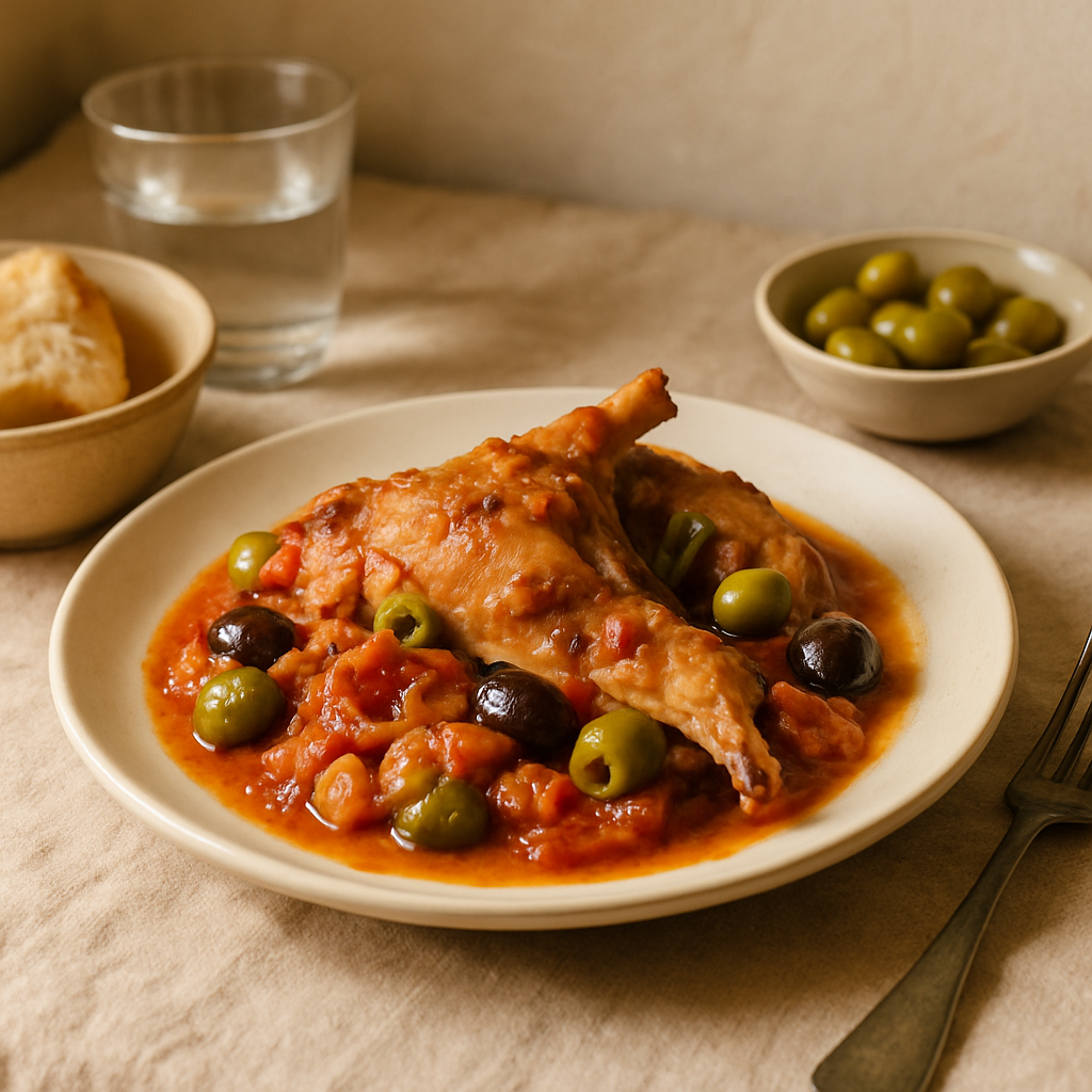 Braised Rabbit with Olives and Tomatoes