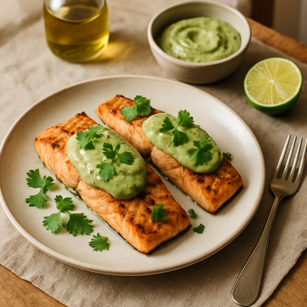 Grilled Salmon with Avocado Cream