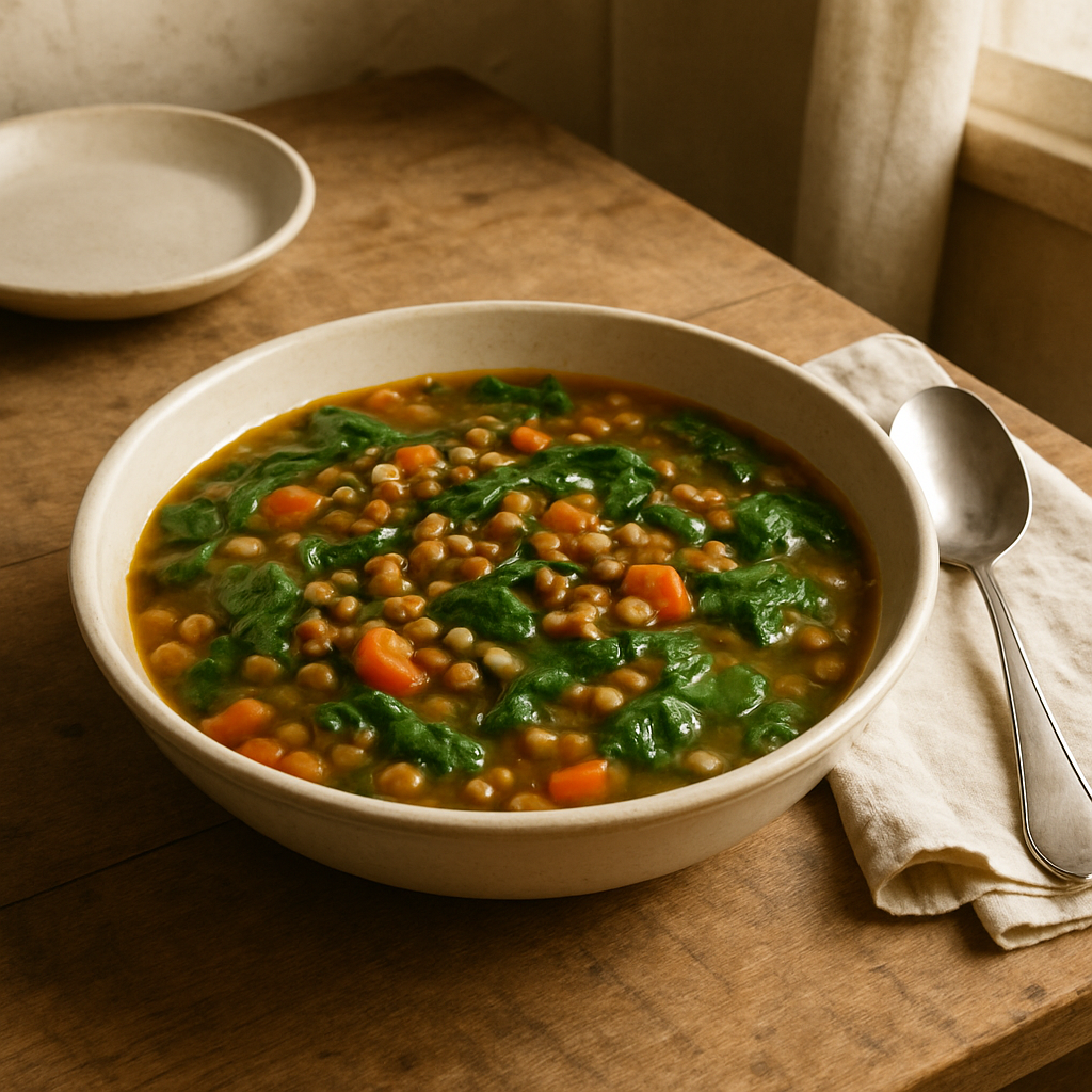 Linsensuppe mit Spinat