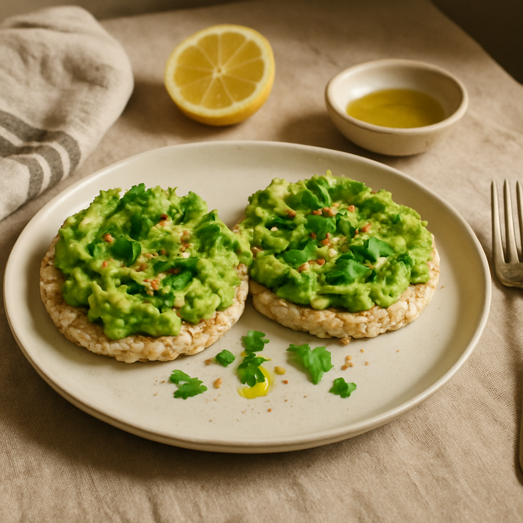 Puffreiswaffeln mit Avocado