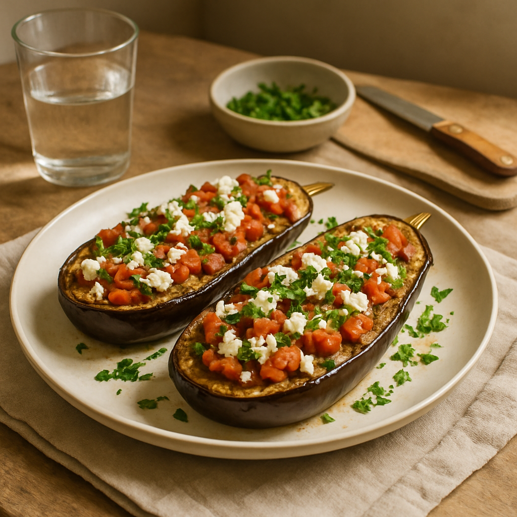 Baked Aubergines With Feta