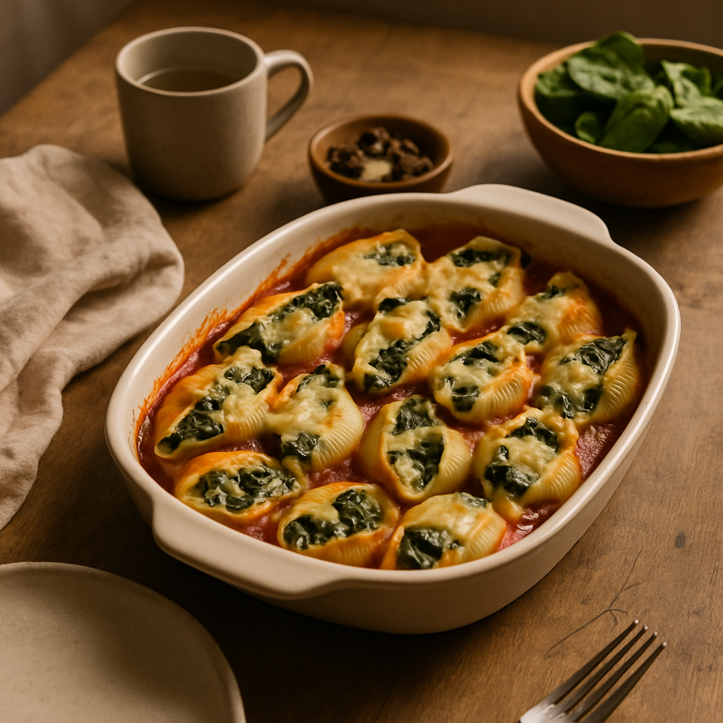 Spinach, Mushroom, and Ricotta Stuffed Shells