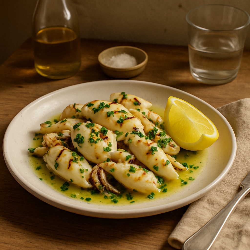 Gegrillter Calamari mit Zitronendressing