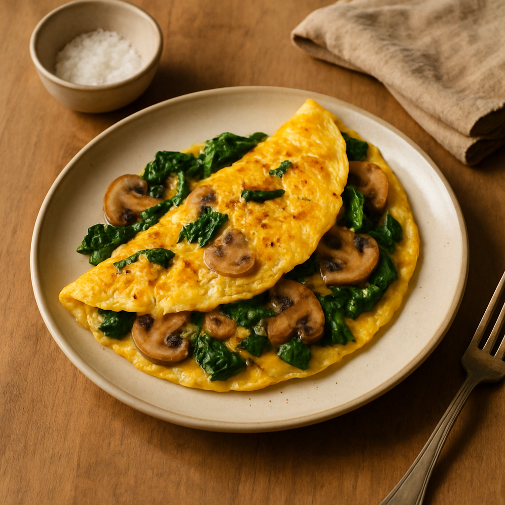 Ispanaklı ve Mantarlı Omlet