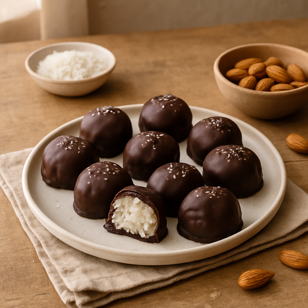 Vegan Almond Joy Lokmaları