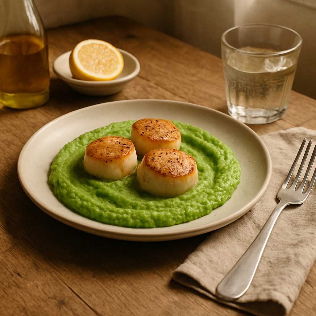Seared Scallops with Pea Puree