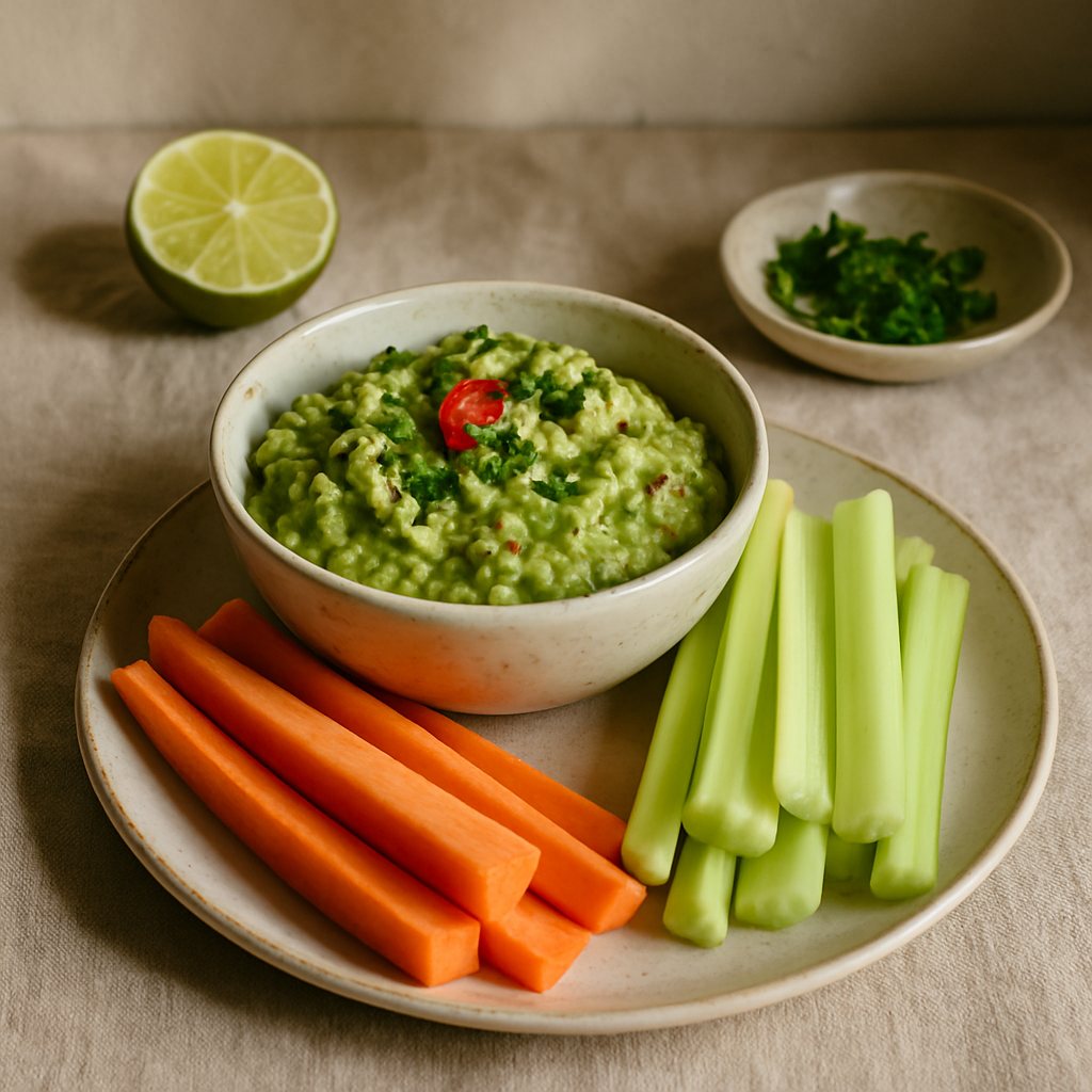 Scharfe Guacamole mit Gemüse
