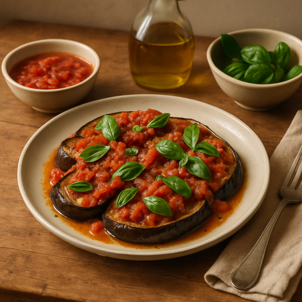Baked Eggplant with Tomato and Basil