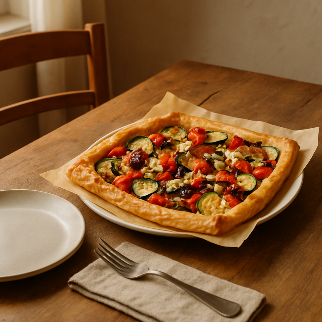 Fırınlanmış Sebzeli ve Feta Peynirli Tart