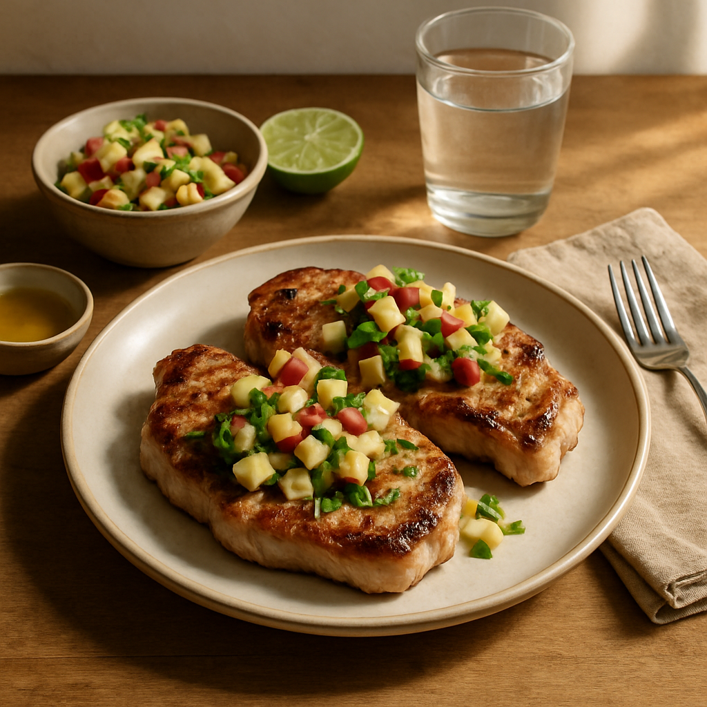 Schweinekoteletts mit Apfelsalsa