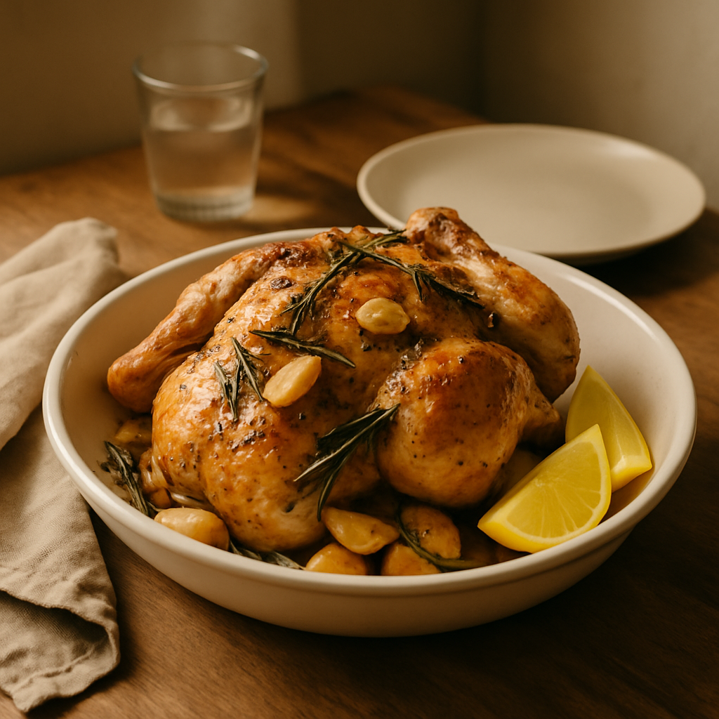 Brathähnchen mit Knoblauch und Rosmarin