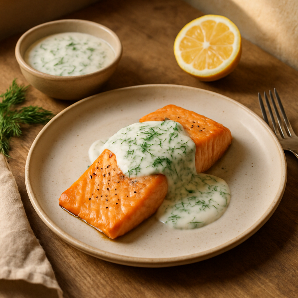 Ofenlachs mit Dillsauce