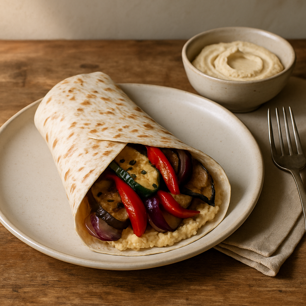 Wrap mit Grillgemüse und Hummus