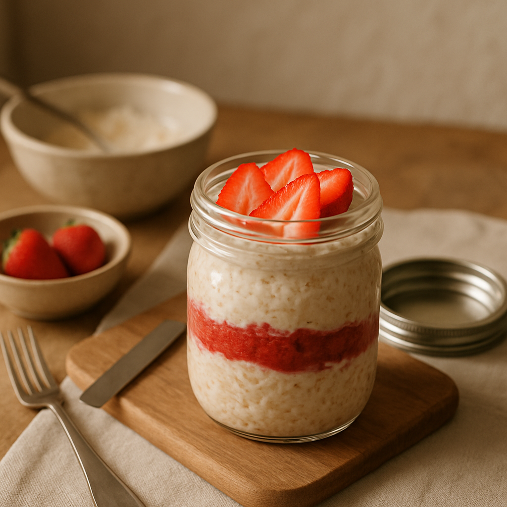Overnight Oats mit Erdbeer-Cheesecake-Geschmack