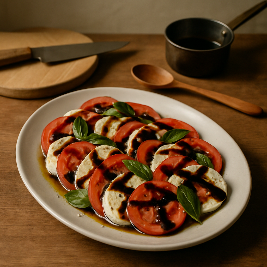 Ensalada caprese con glaseado balsámico