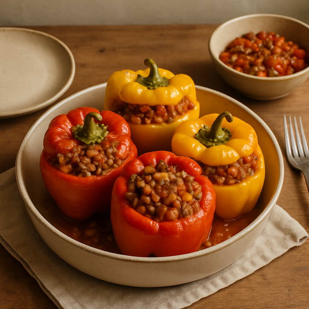 Vegane gefüllte Paprika mit Linsen