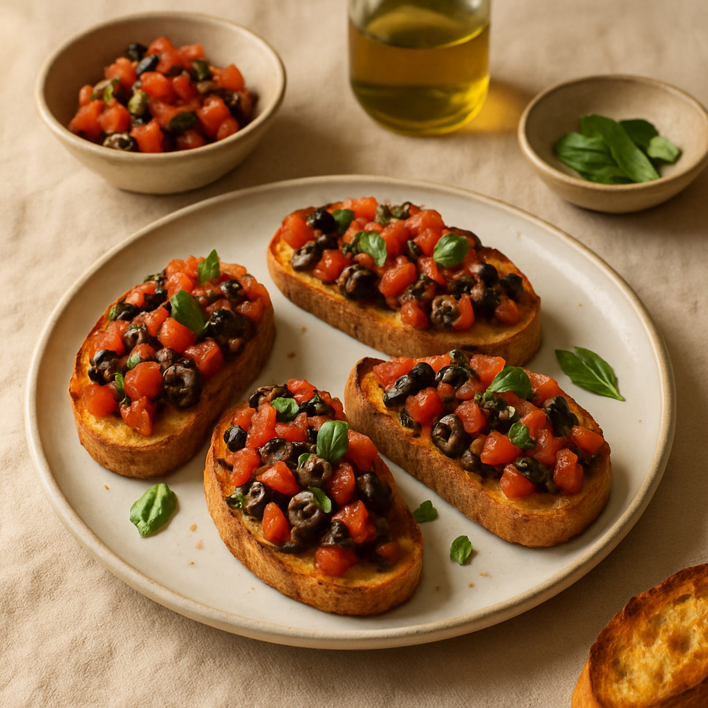 Tomato and Olive Tapenade Bruschetta