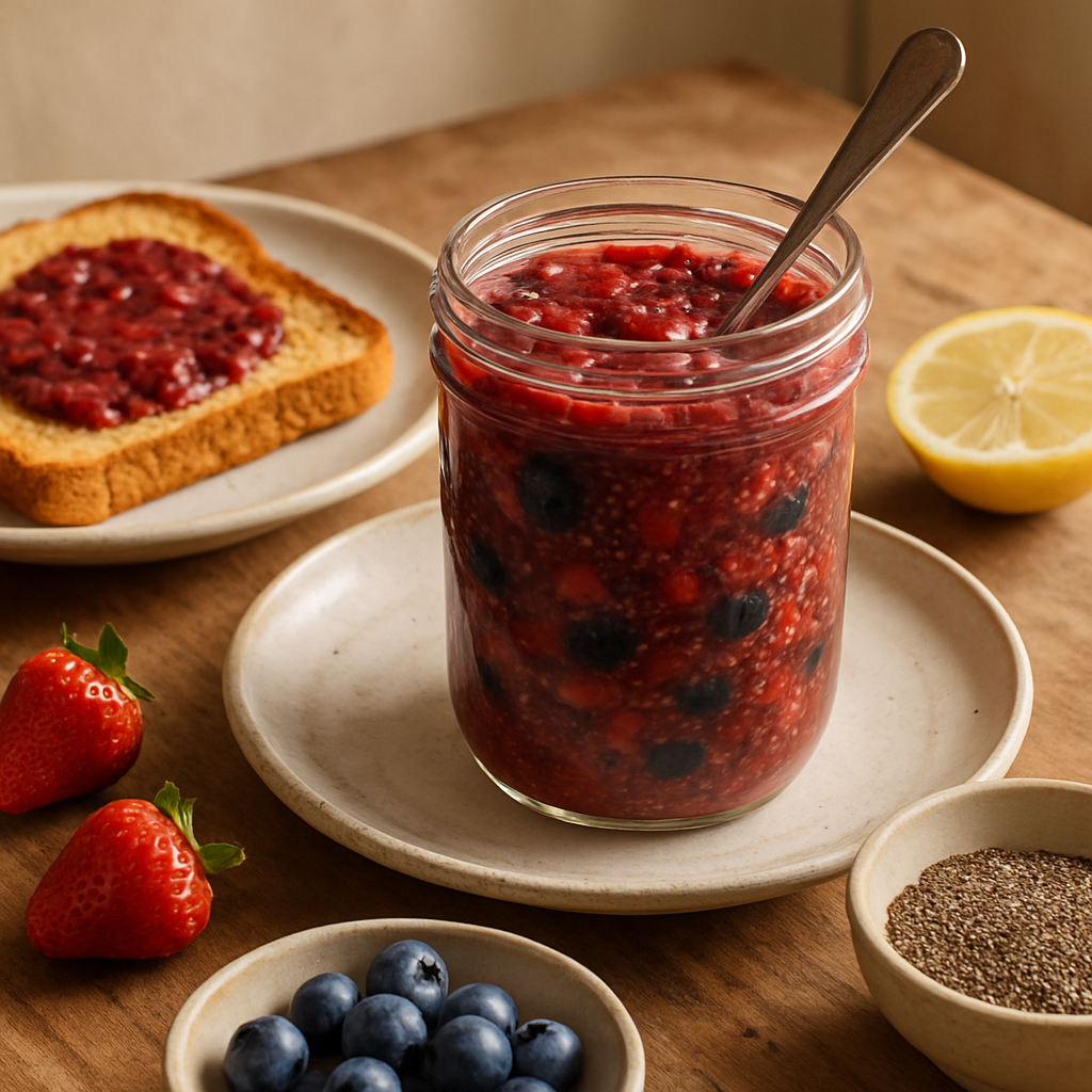 Chiasamen-Konfitüre mit gemischten Beeren