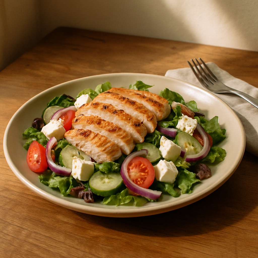 Griechischer Salat mit Hähnchen