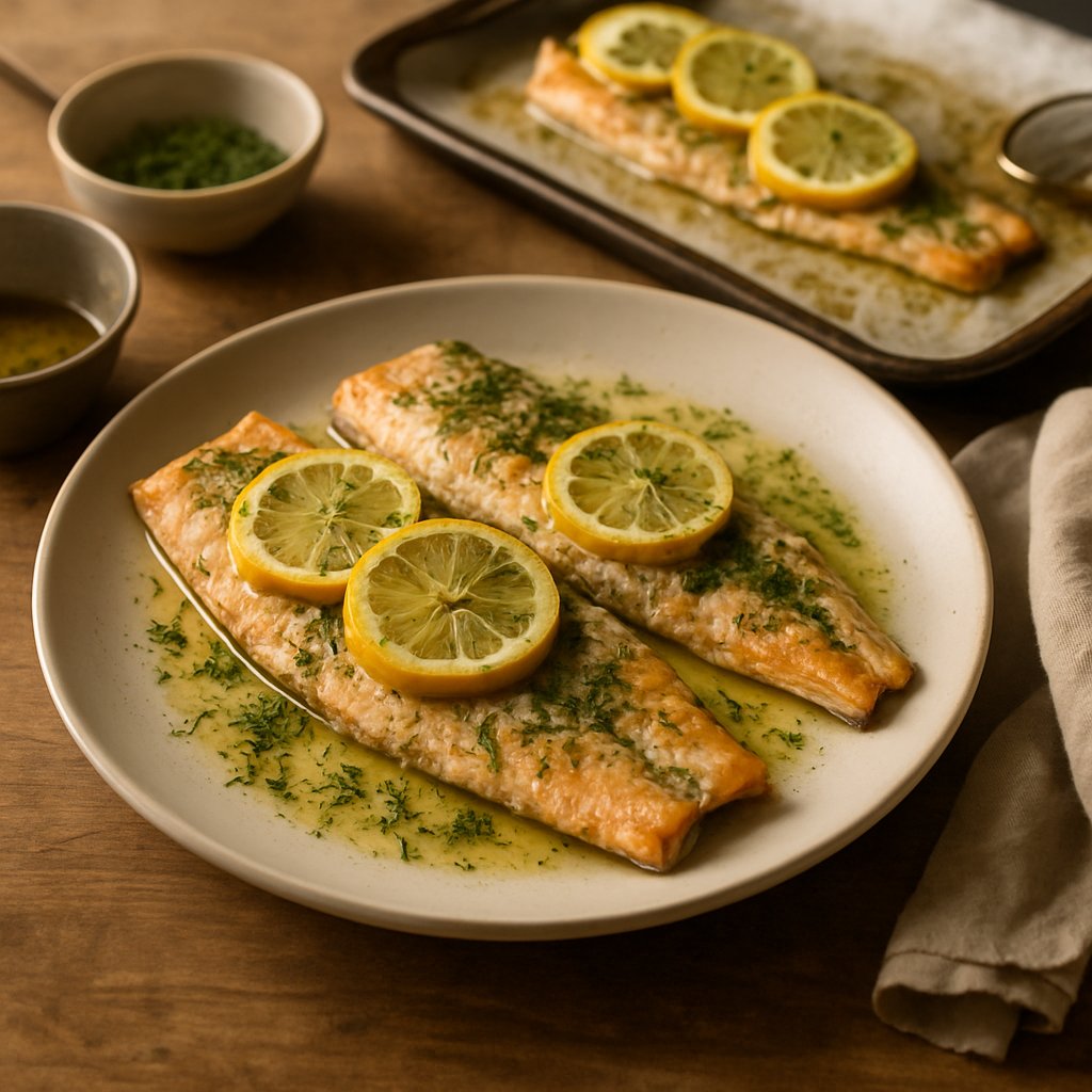 Ofenforelle mit Zitrone und Dill