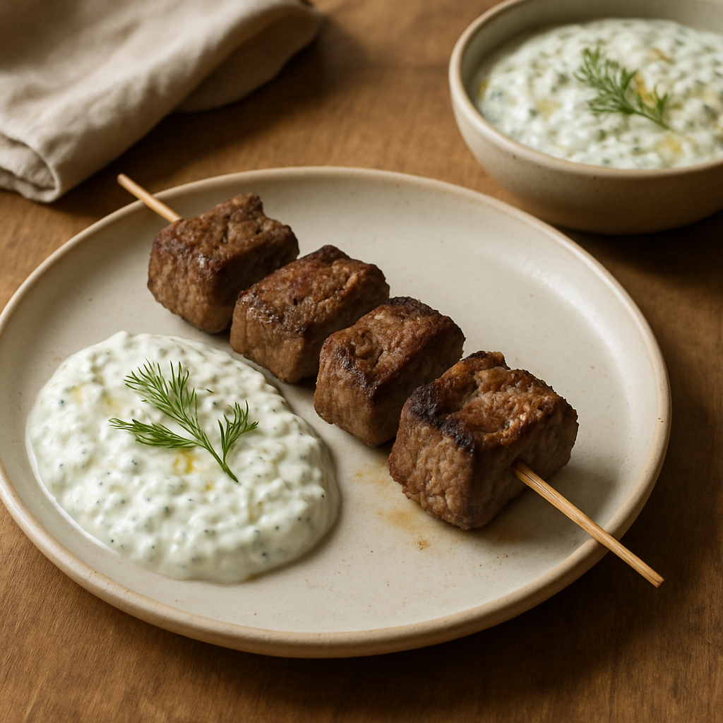 Gegrillte Lammspieße mit Tzatziki