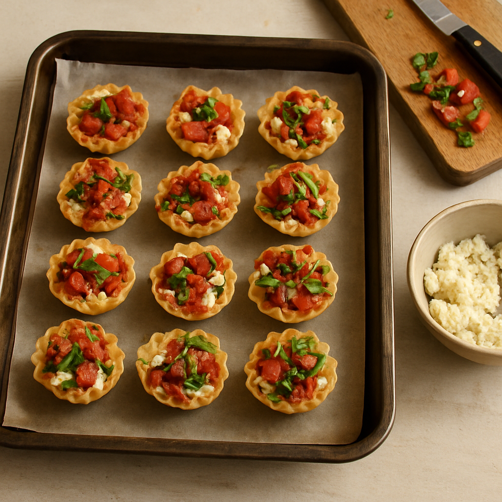 Bocaditos de tomate, albahaca y feta