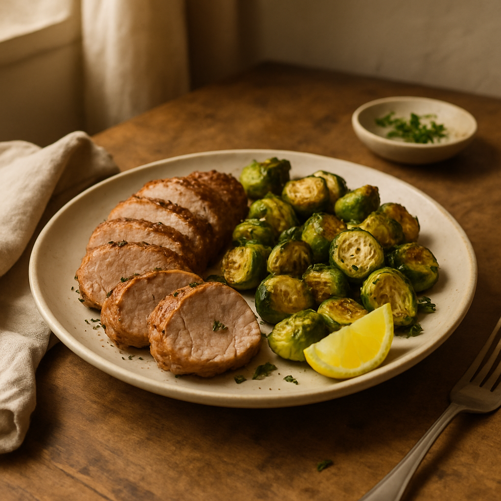 Schweinefilet mit Rosenkohl