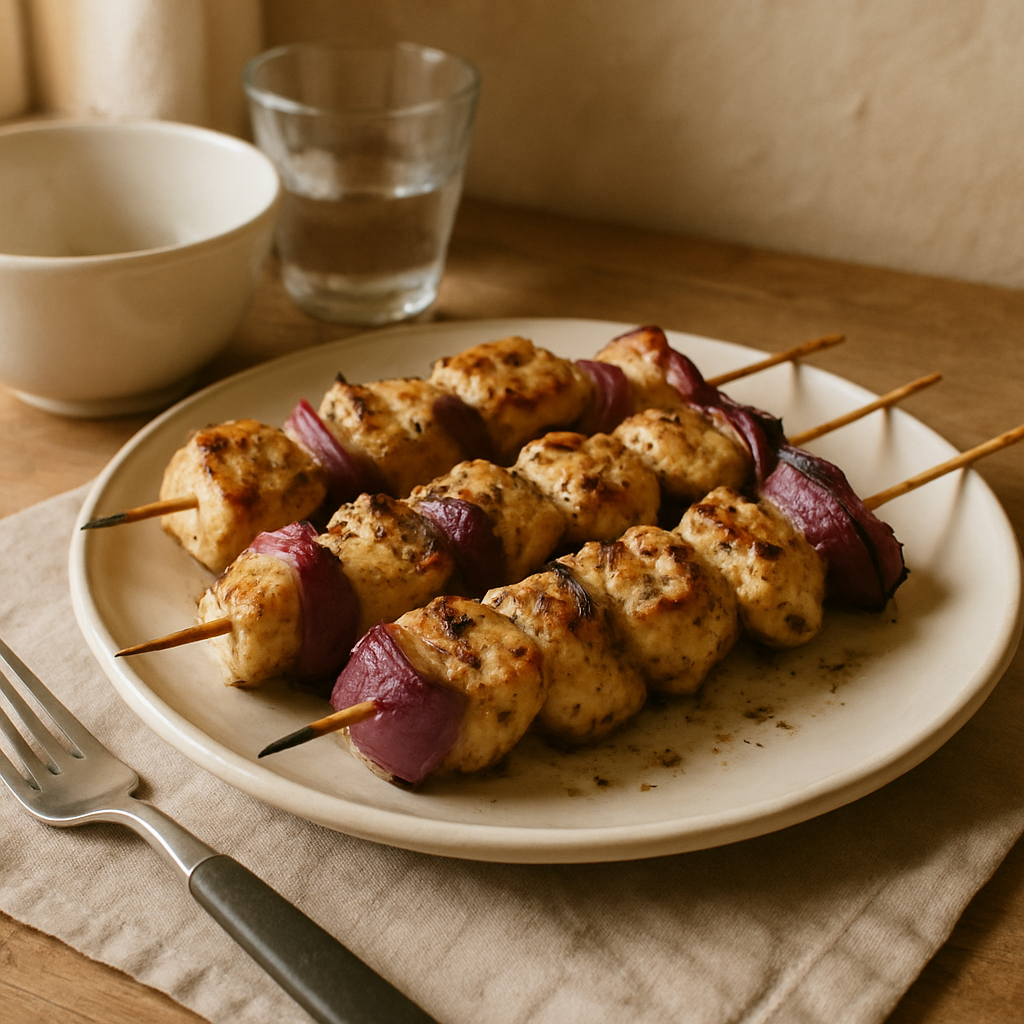 Yunan Usulü Tavuk Souvlaki