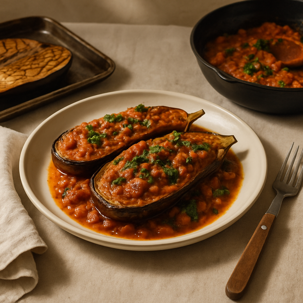 Gebackene Aubergine mit Tomatensauce