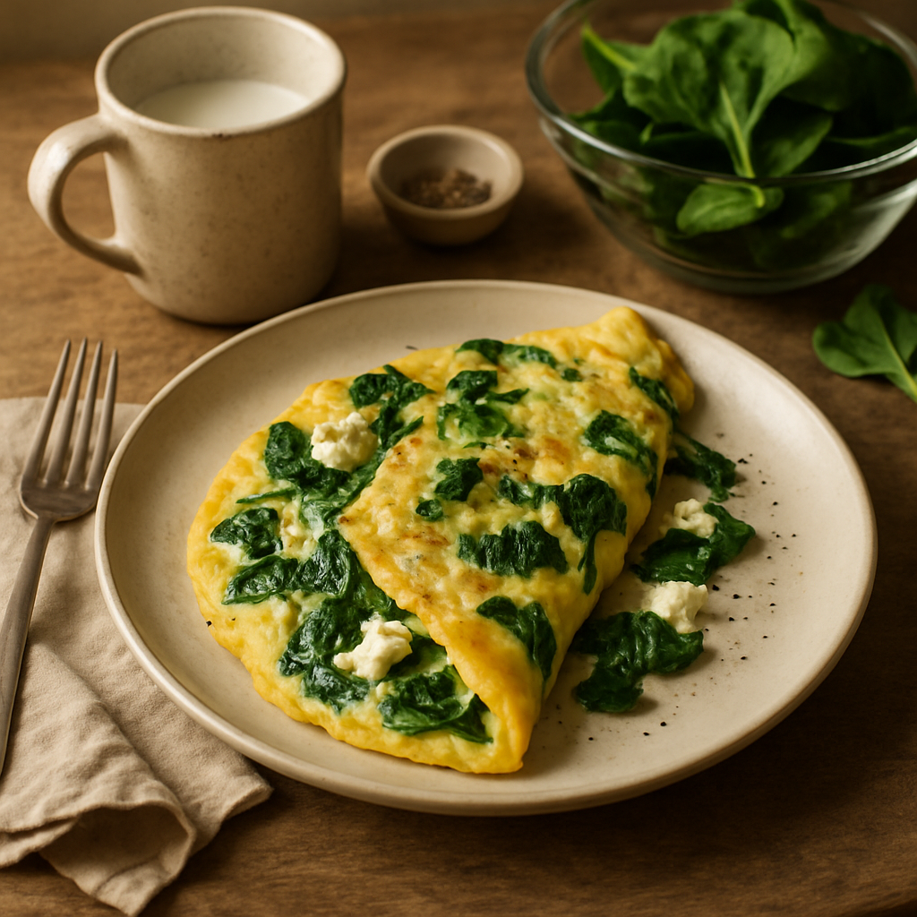 Ispanaklı ve Feta Peynirli Omlet