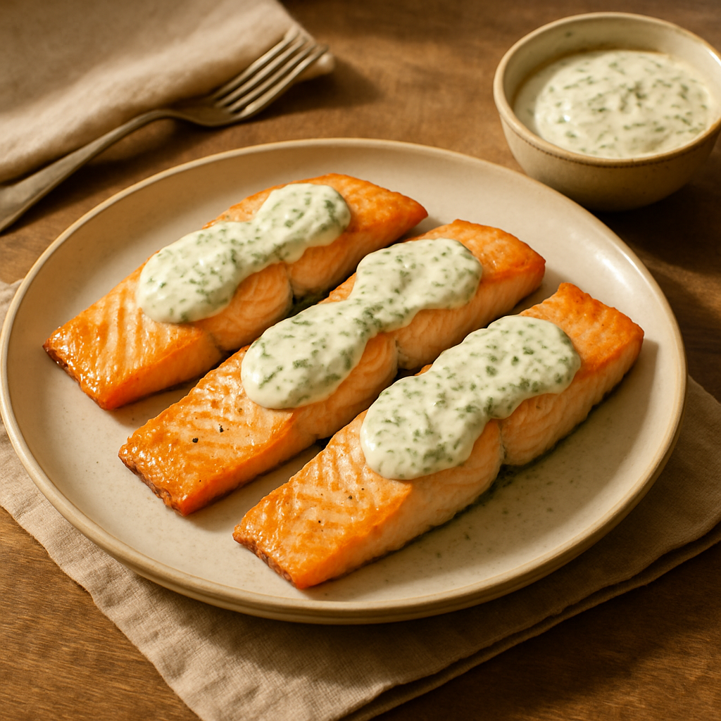 Baked Salmon with Dill Sauce