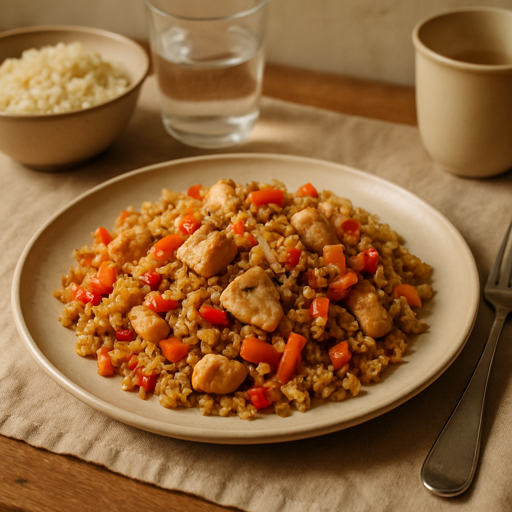Hähnchen-Blumenkohlreis-Pfanne