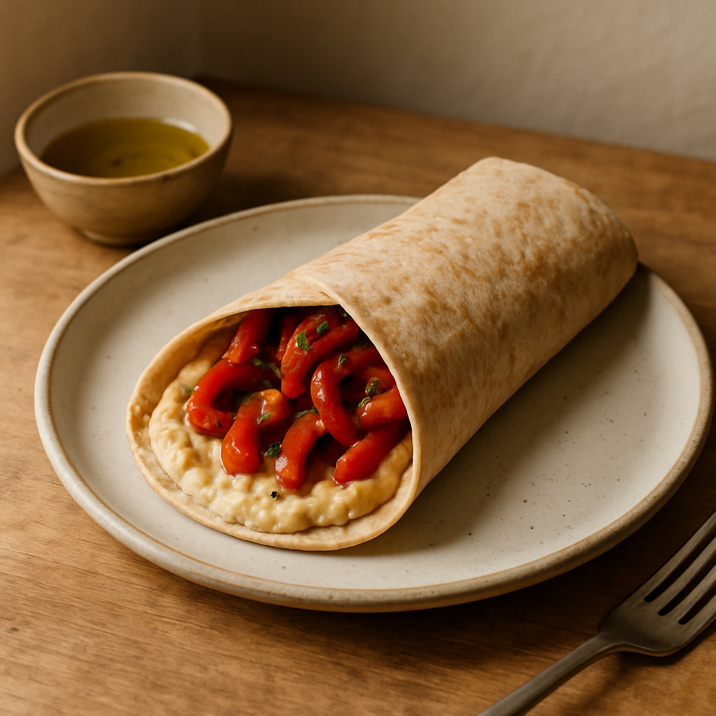 Wrap mit Paprika und Hummus