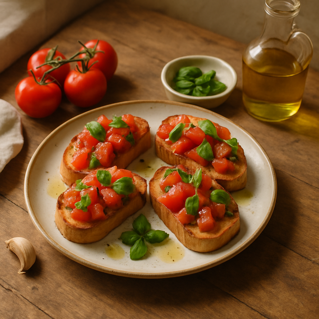 Bruschetta mit Tomaten und Basilikum