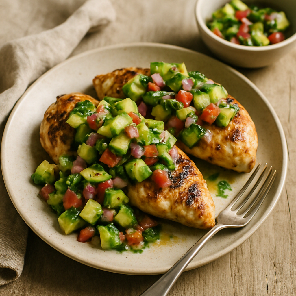 Gegrilltes Hähnchen mit Avocado-Salsa