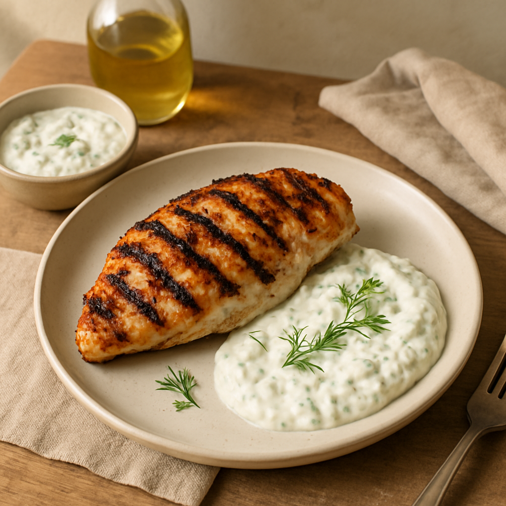 Gegrilltes Hähnchen mit Tzatziki