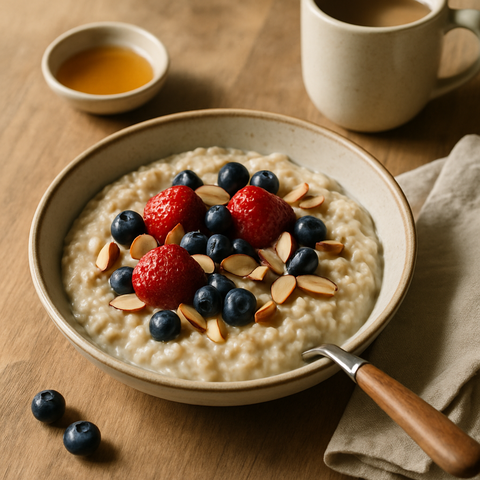 Haferbrei mit Beeren und Mandeln