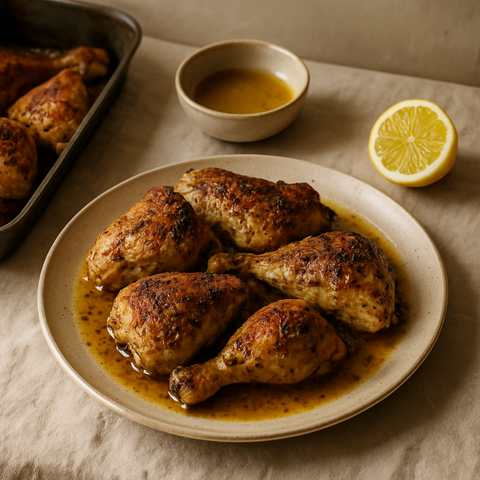 Brathähnchen mit Zitrone und Oregano