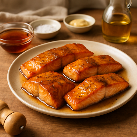 Lachs mit Ahorn-Senf-Glasur