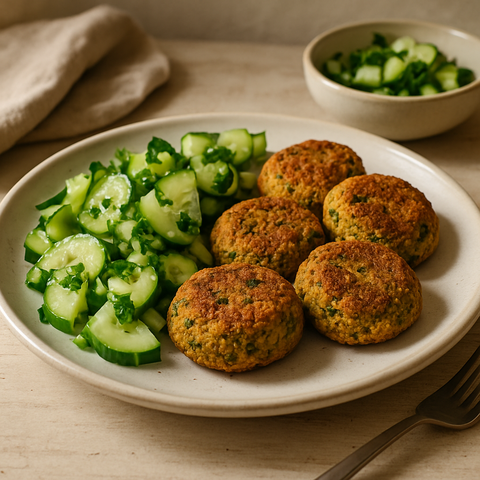 Fırında Falafel ve Salatalık Salatası