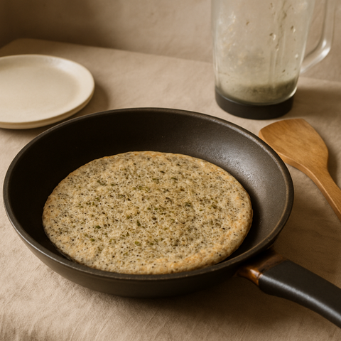 Pain plat à l’avoine et au chia à la poêle
